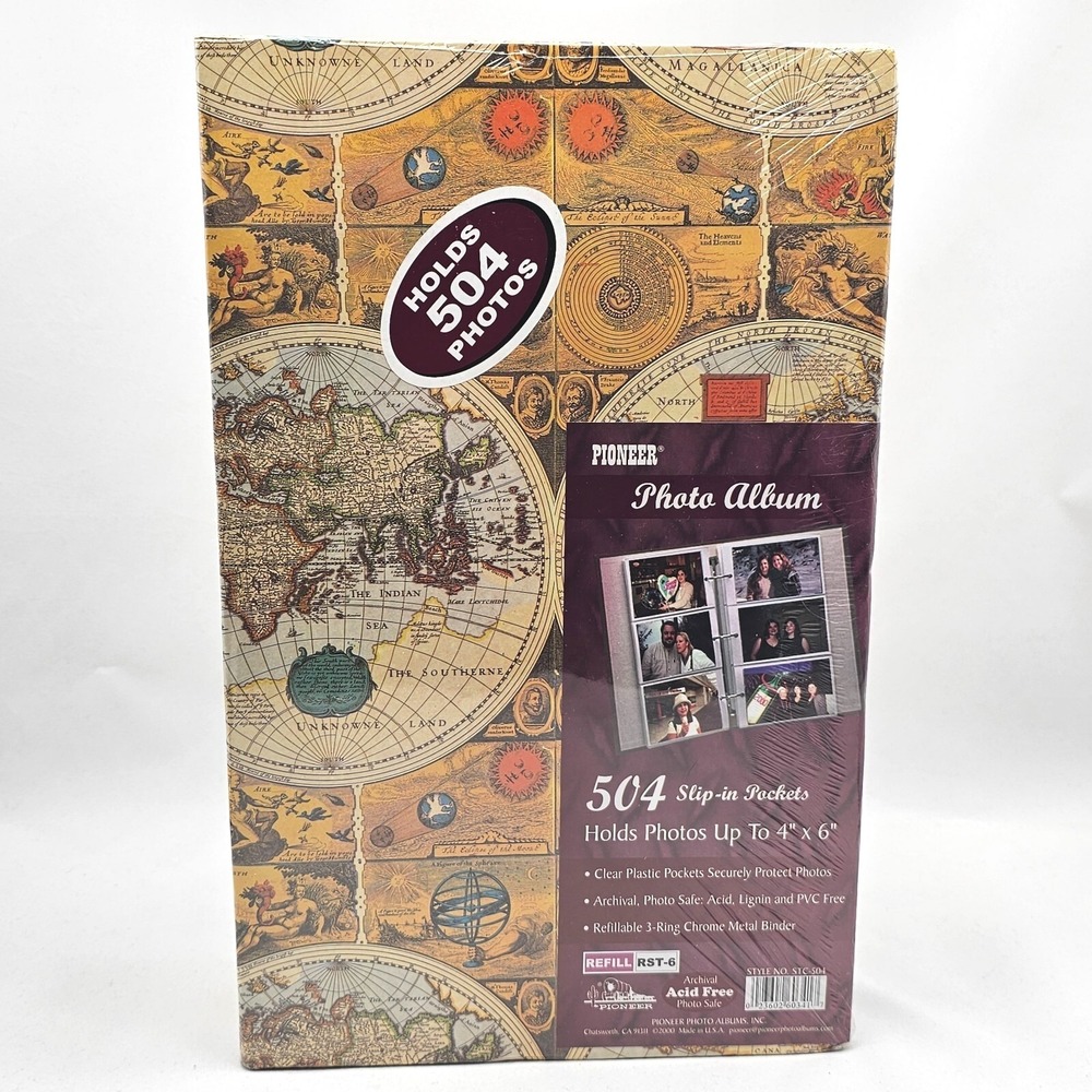 NWT Vintage Pioneer 504 Photo Album Travel Map 3-Ring Binder Sealed 2000